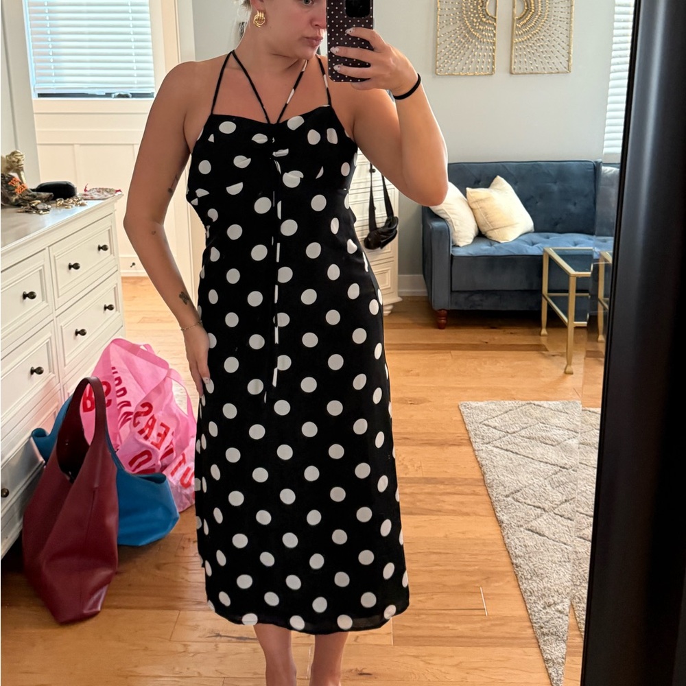 Urban Outfitters Black and White Polka Dot Maxi Dress